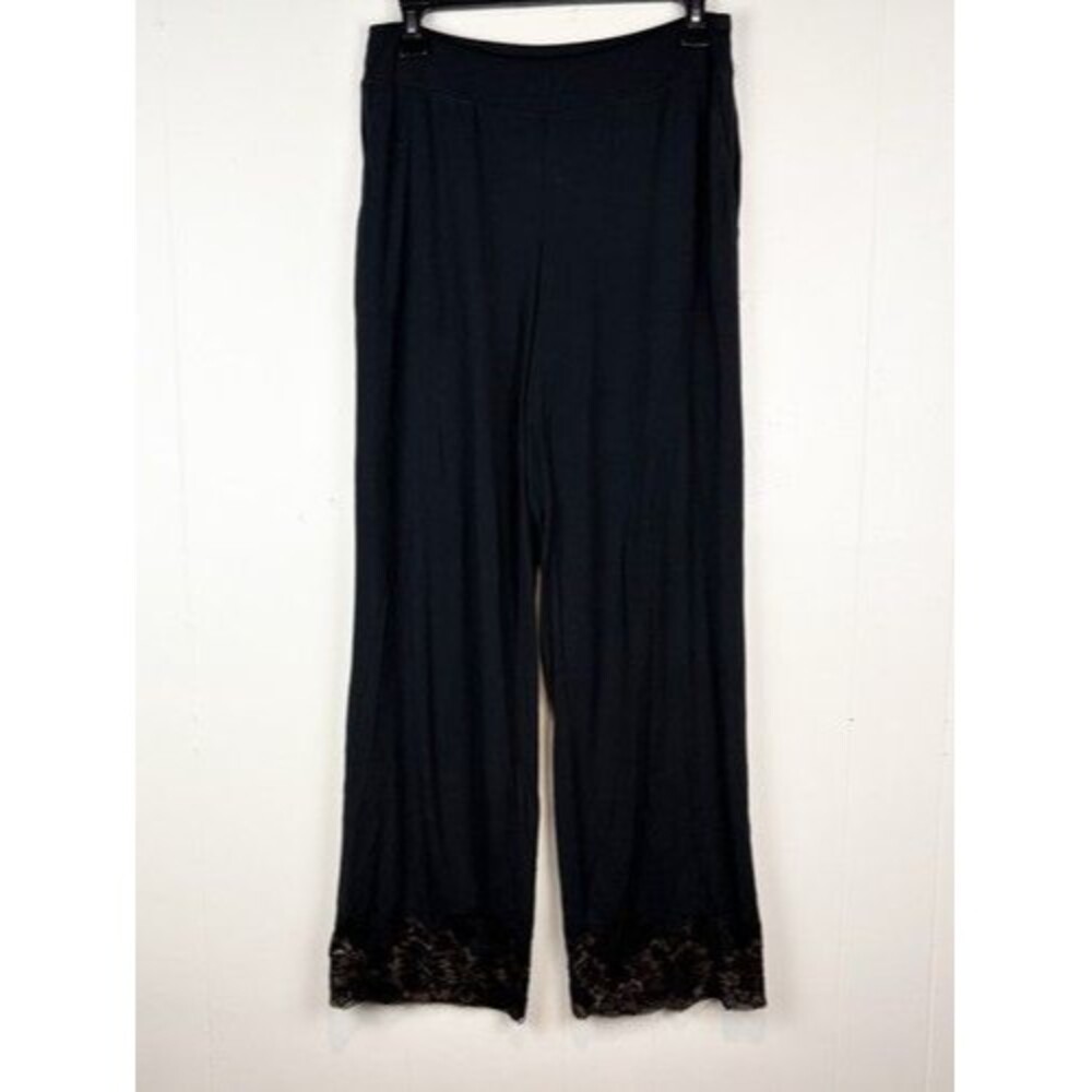 Soma Women's Black Solid Pajama Pants Lace Hem Sleepwear Lounge Comfy Soft Sz Sm